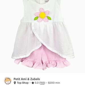 Petit Ami Pink & White Flower Toddler Dress Set